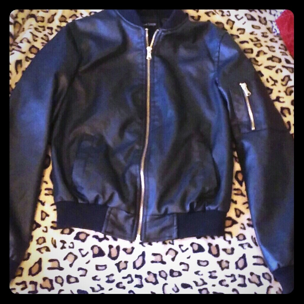 Faux leather bomber NWOT