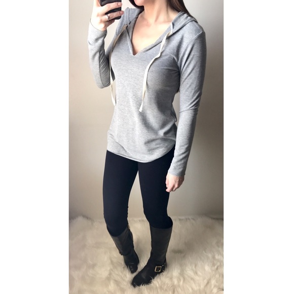 1️⃣ LEFT • LOGAN Gray Hoodie W/ Drawstring Hood - Picture 2 of 5