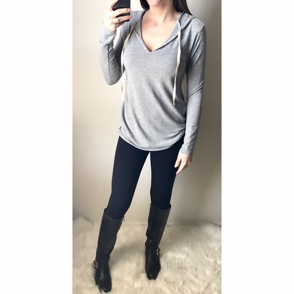 1️⃣ LEFT • LOGAN Gray Hoodie W/ Drawstring Hood - Picture 3 of 5