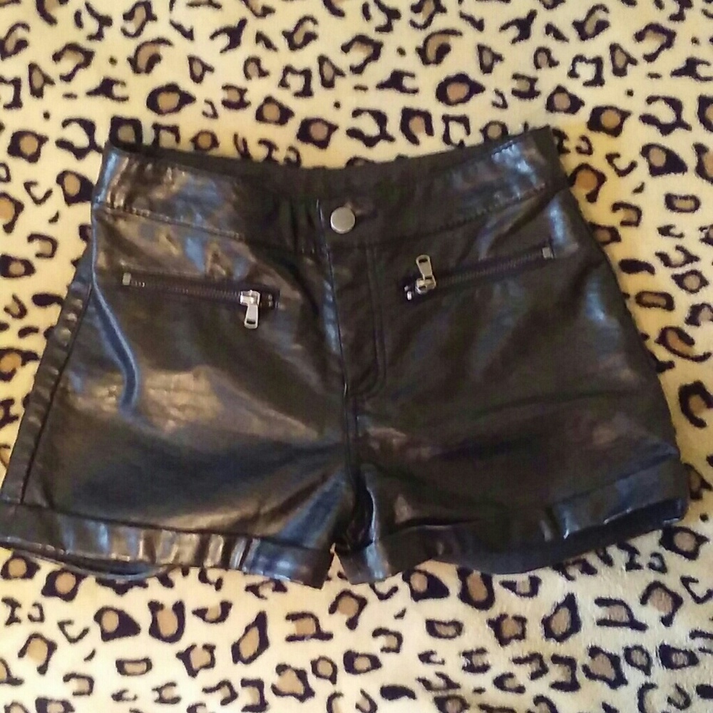 Leather high waist shorts