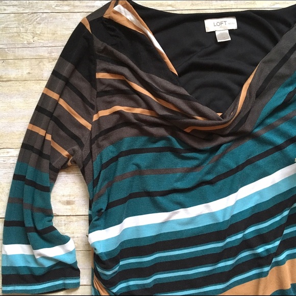 LOFT striped fitted cowlneck dress - Picture 3 of 6