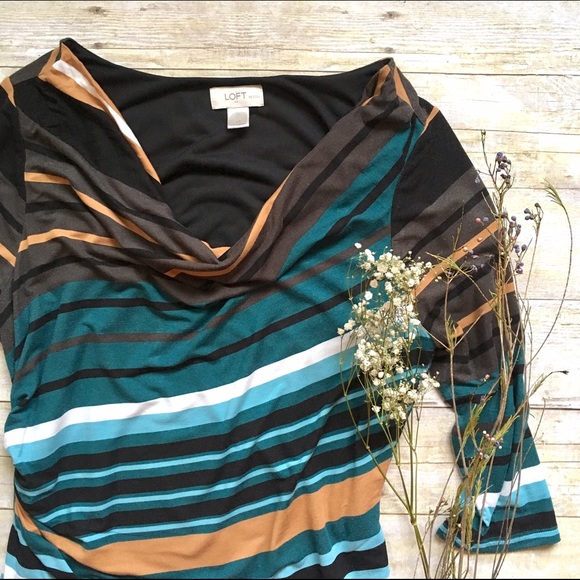 LOFT striped fitted cowlneck dress - Picture 6 of 6