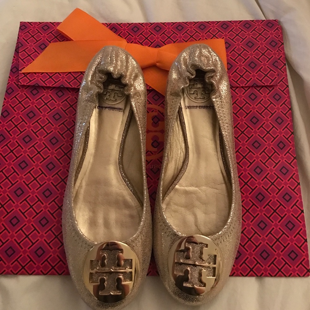 Tory Burch Metallic Reva Flats