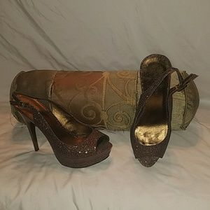 Bronze color platform heels
