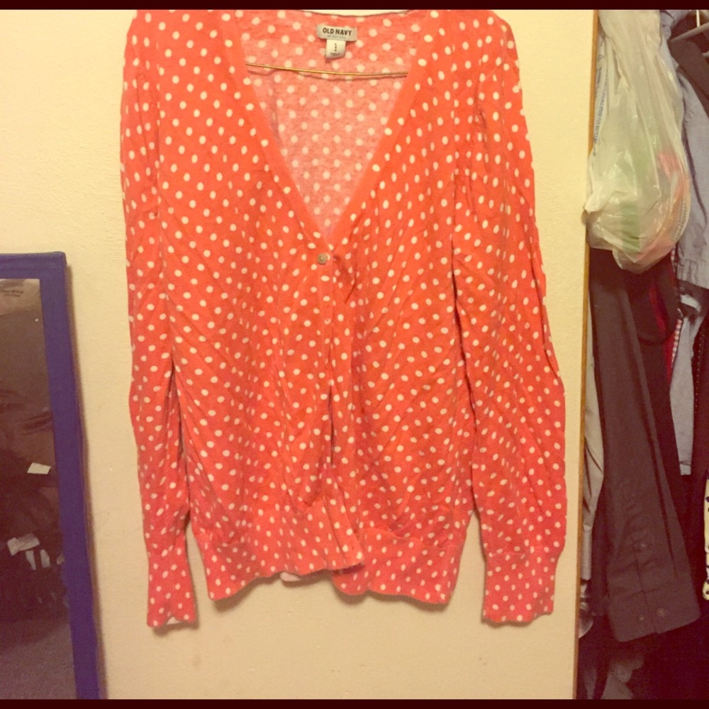 Pink with white polka dots cardigan