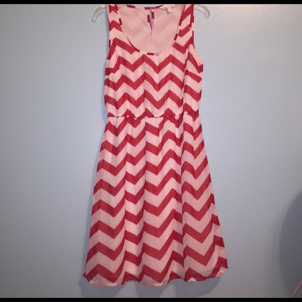 Charming Charlie red and white chevron dress