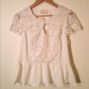 White Lacey Trimmed Blouse
