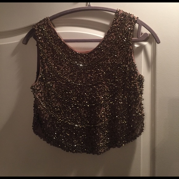 Beaded croped top GOLD - Picture 2 of 4