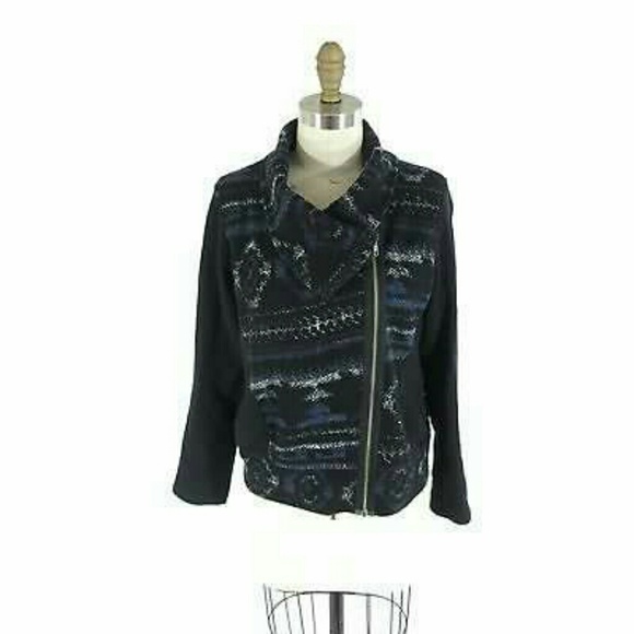 DOLAN Jackets & Blazers - Black and Blue Aztec Moto Jacket