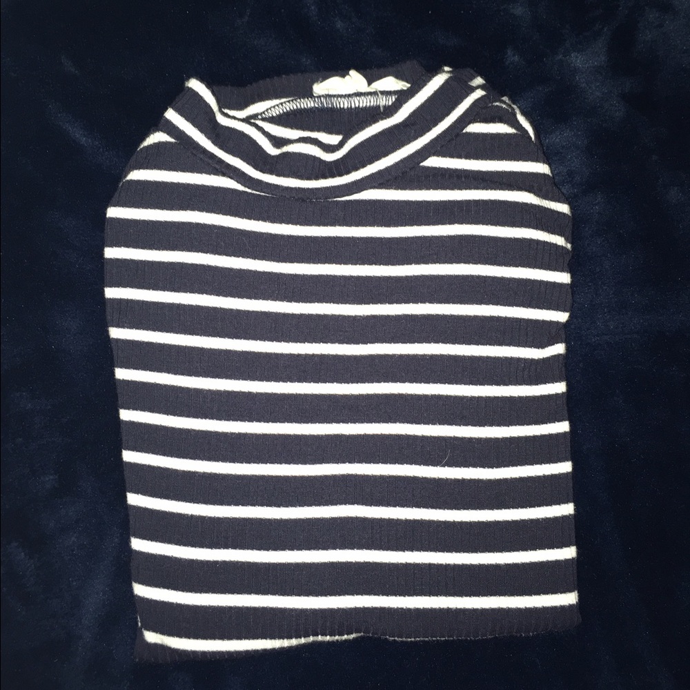 Mock neck striped top