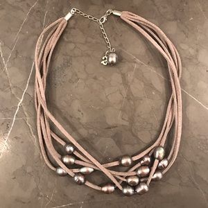 Leather and pearl necklace