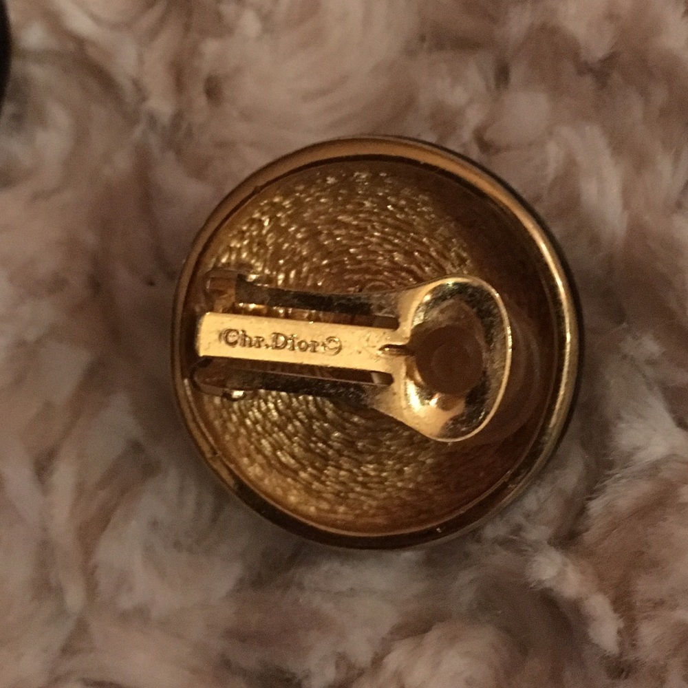 Christian Dior VNTG large black/pearl clp earrings - Picture 2 of 2