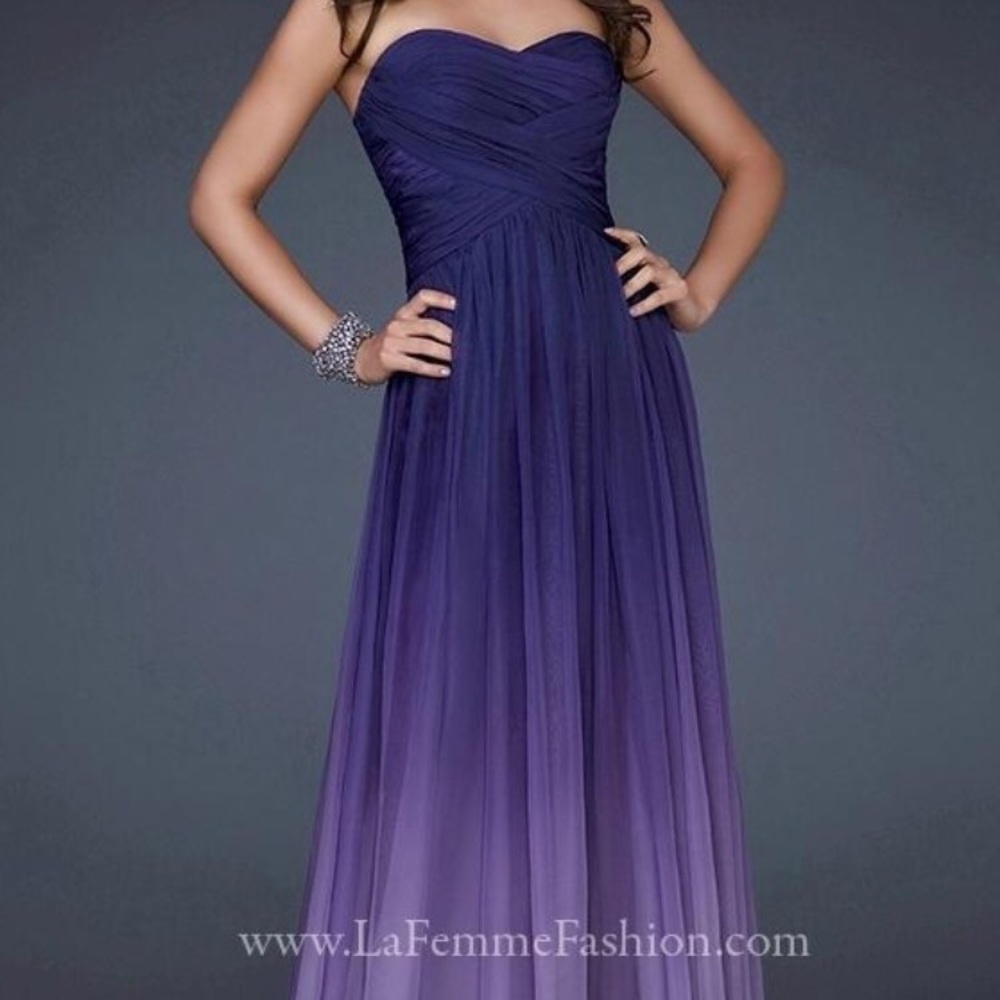 La femme purple ombré prom dress