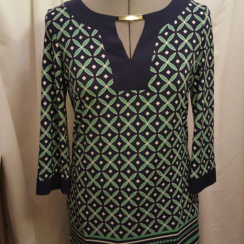 Charter Club Navy Green Blouse Size Small