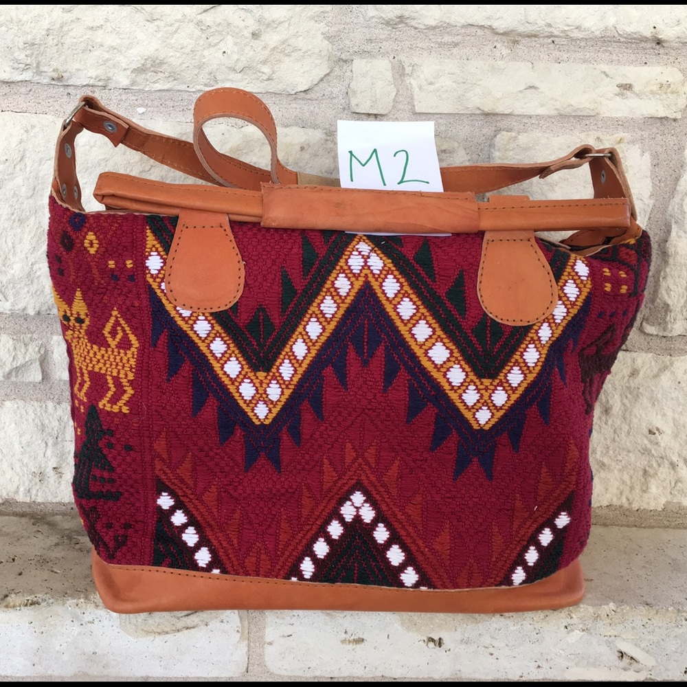 Beautiful Guatemalan Maroon & Chevron Handbag.
