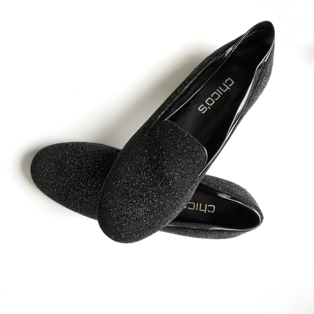 EUC Chico's Kimber Black Sparkle Loafer