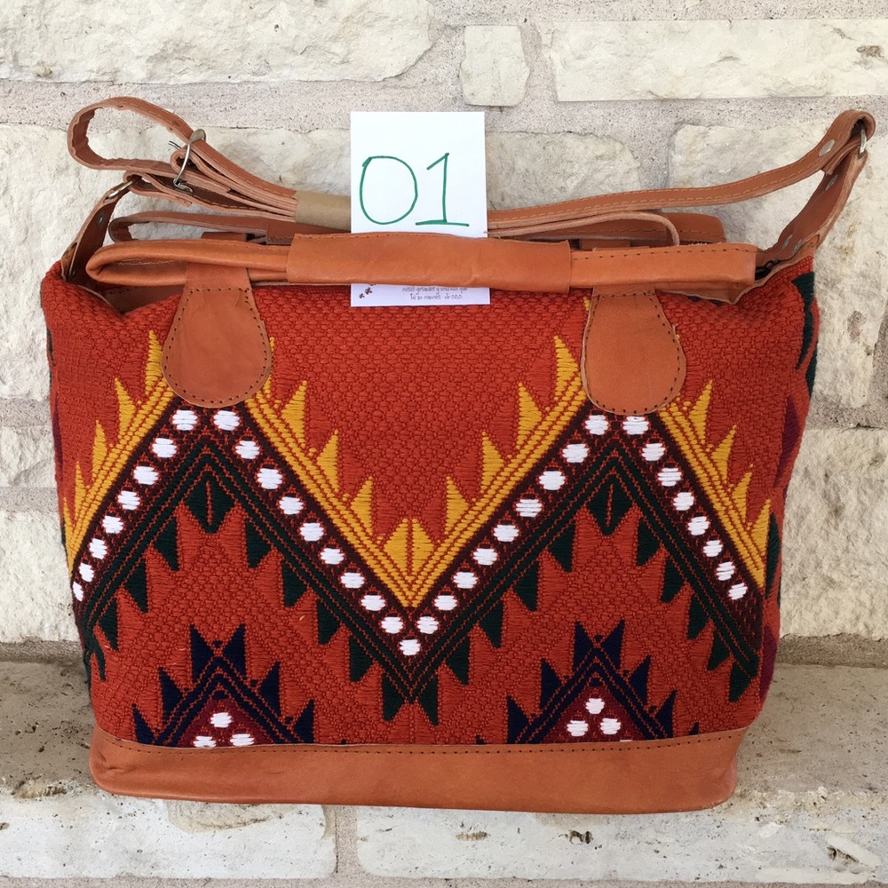 Beautiful Guatemalan Orange & Chevron Handbag.