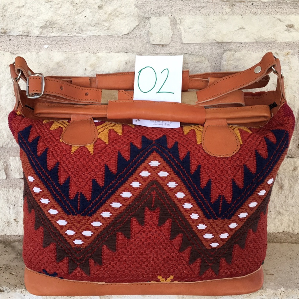 Beautiful Guatemalan Orange & Chevron Handbag.