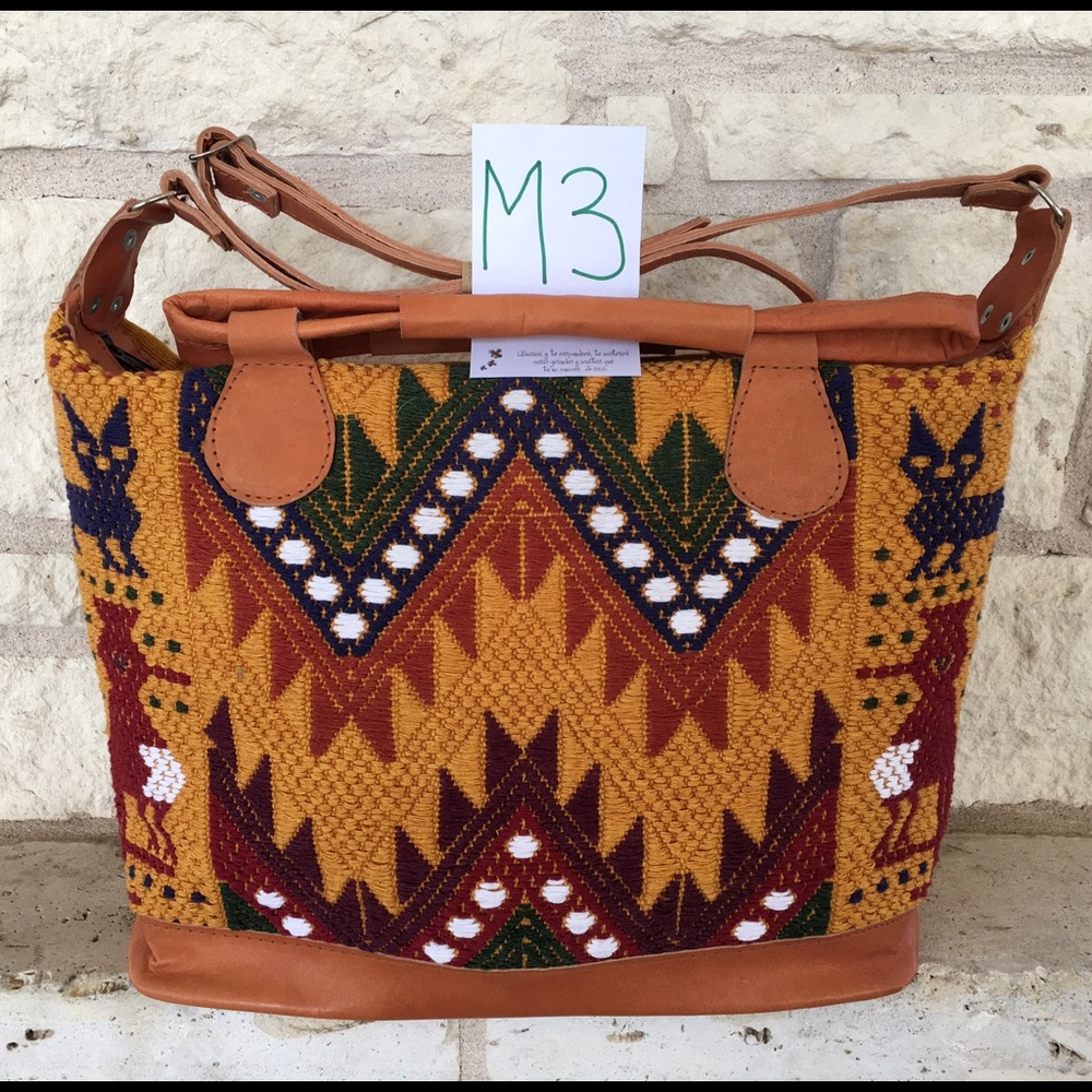 Beautiful Guatemalan Mustard & Chevron Handbag.