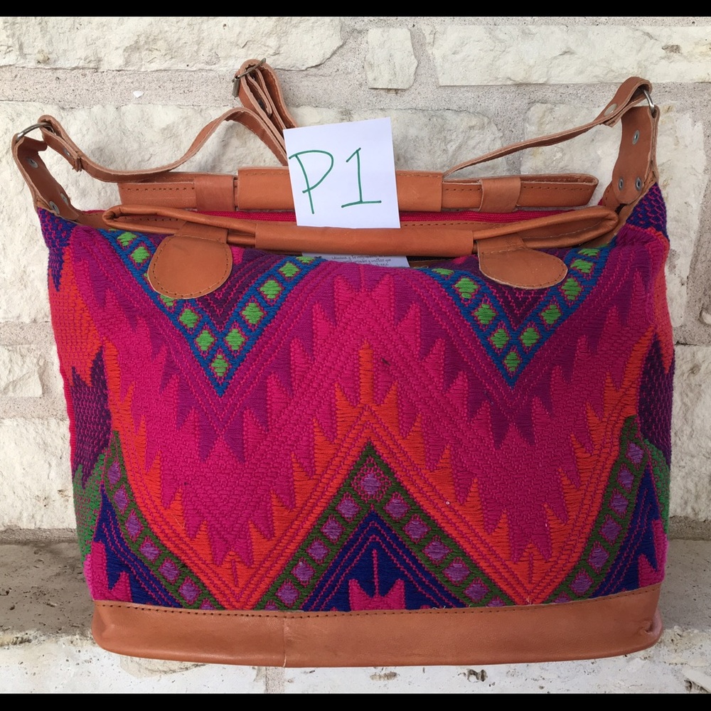 Beautiful Guatemalan Pink & Chevron Handbag.