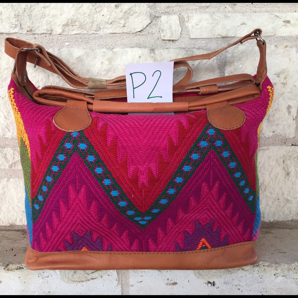 Beautiful Guatemalan Pink & Chevron Handbag.