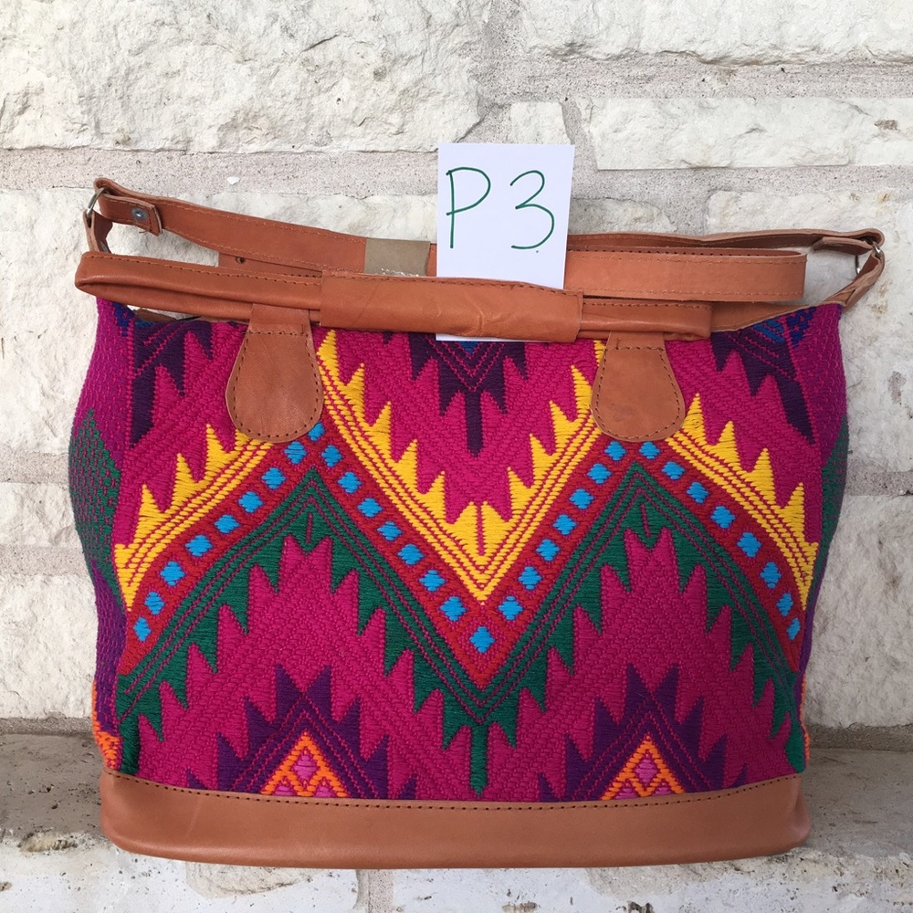 Beautiful Guatemalan Pink & Chevron Handbag.