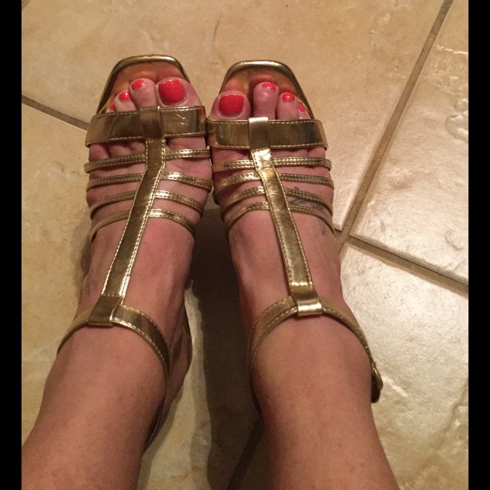 Bamboo Gold Wedge Sandals