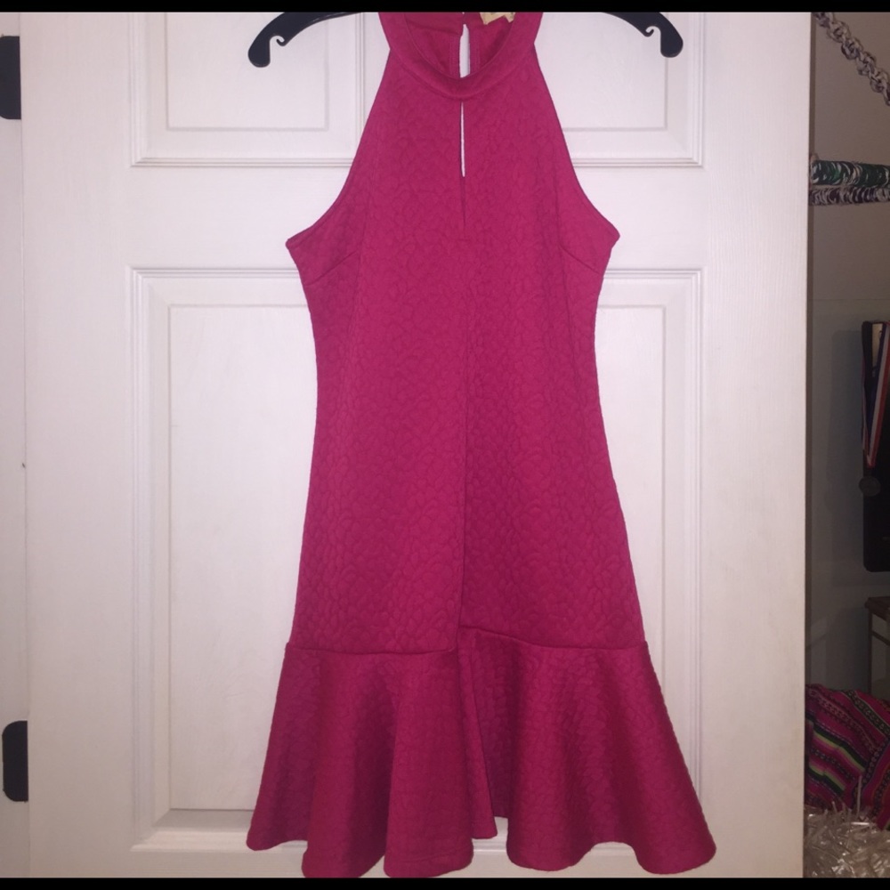 High neck dress with flare