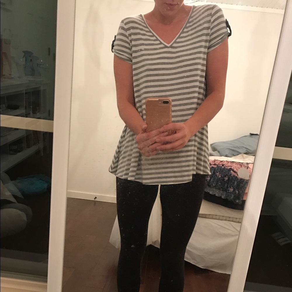 Grey/White Striped Blouse