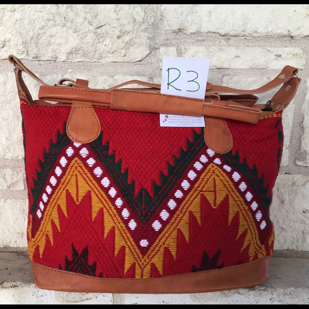 Beautiful Guatemalan Red & Chevron Handbag.