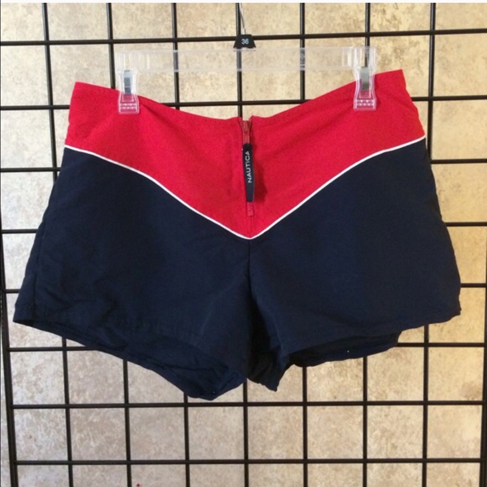 Red Navy Nautica Board Shorts Cover Up Swim L
