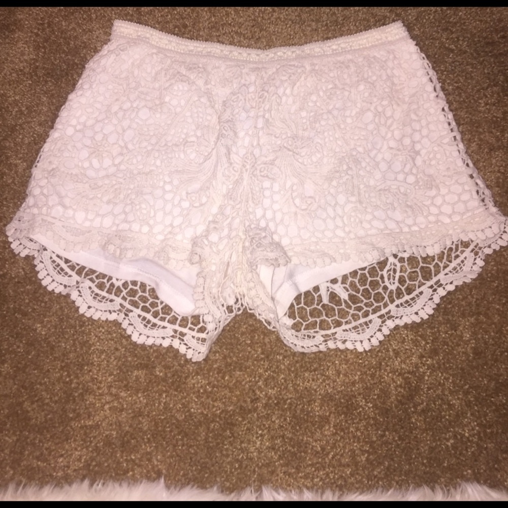 White crochet shorts