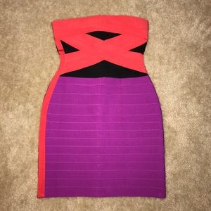 Like new, bright, fun, strapless bandage dress