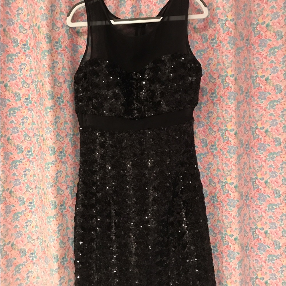 Black sequin cocktail dress