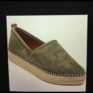 Steve Madden props olive green suede espadrilles
