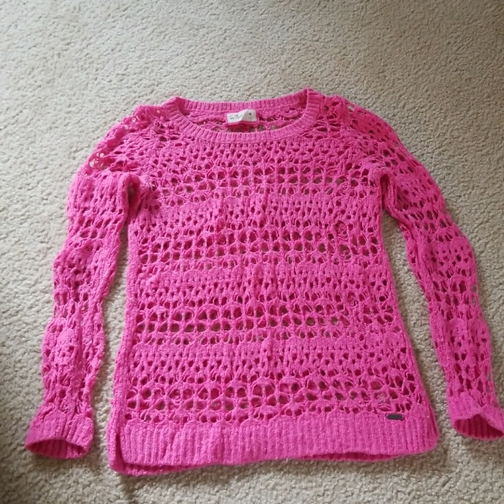 Hollister hot pink knit sweater