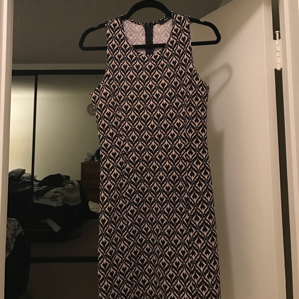 Tan and black patterned mini dress