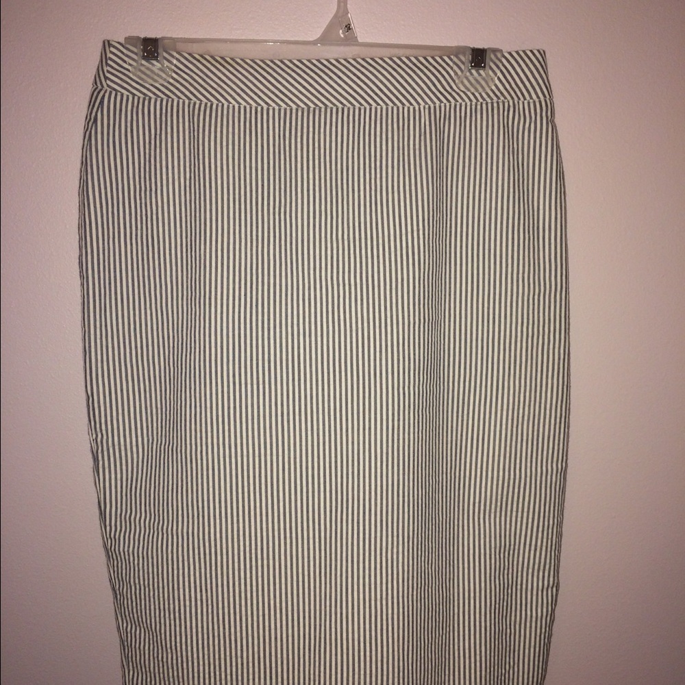 blue striped pencil skirt