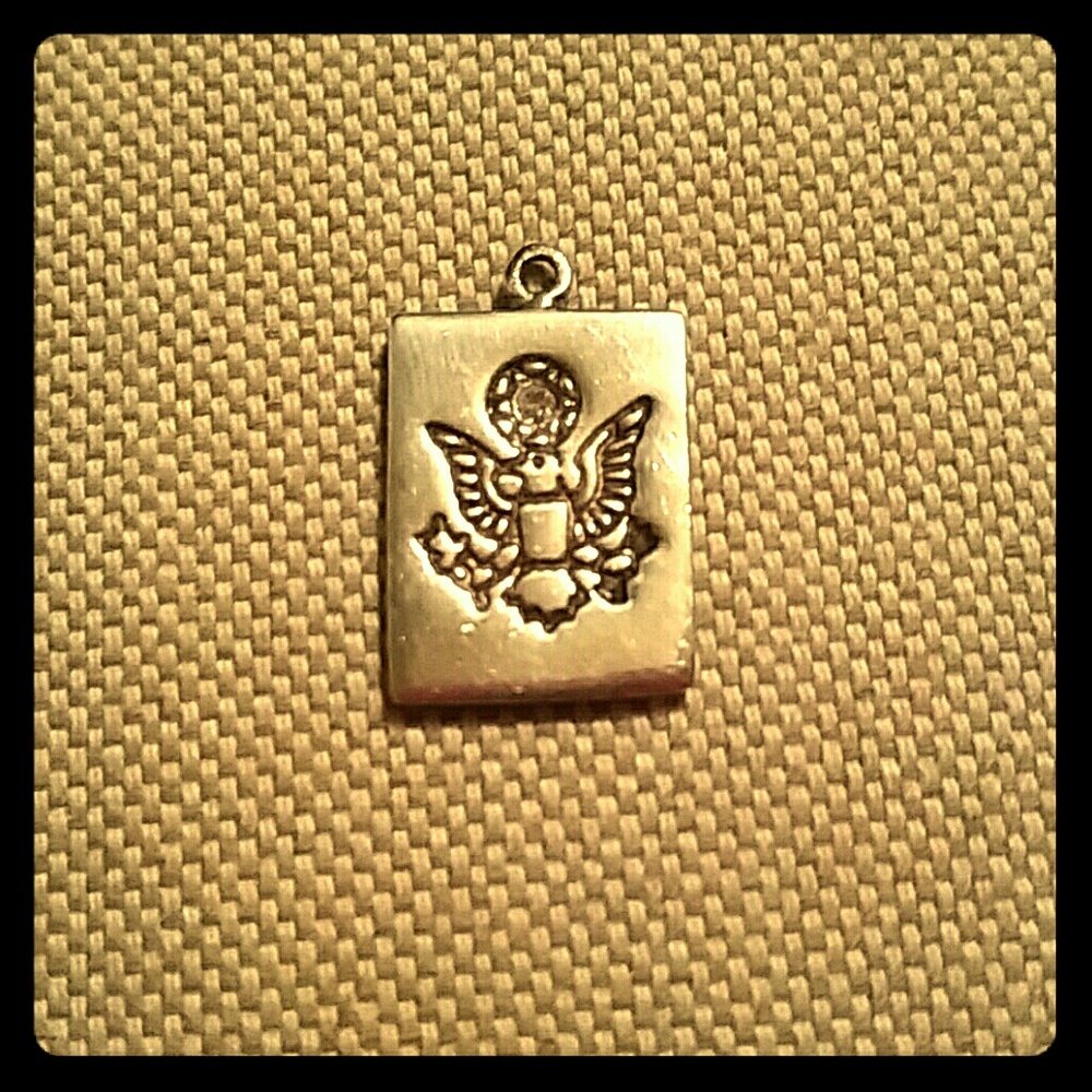 Silver passport charm with crystal