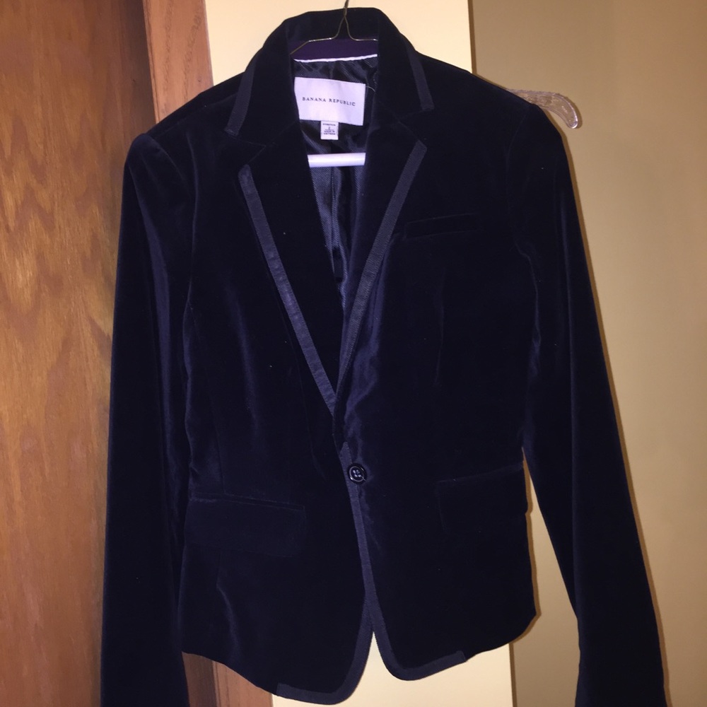 Banana Republic Black Velvet Velour Blazer Size 2