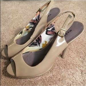 Nude Peep Toe Sling Back Heels