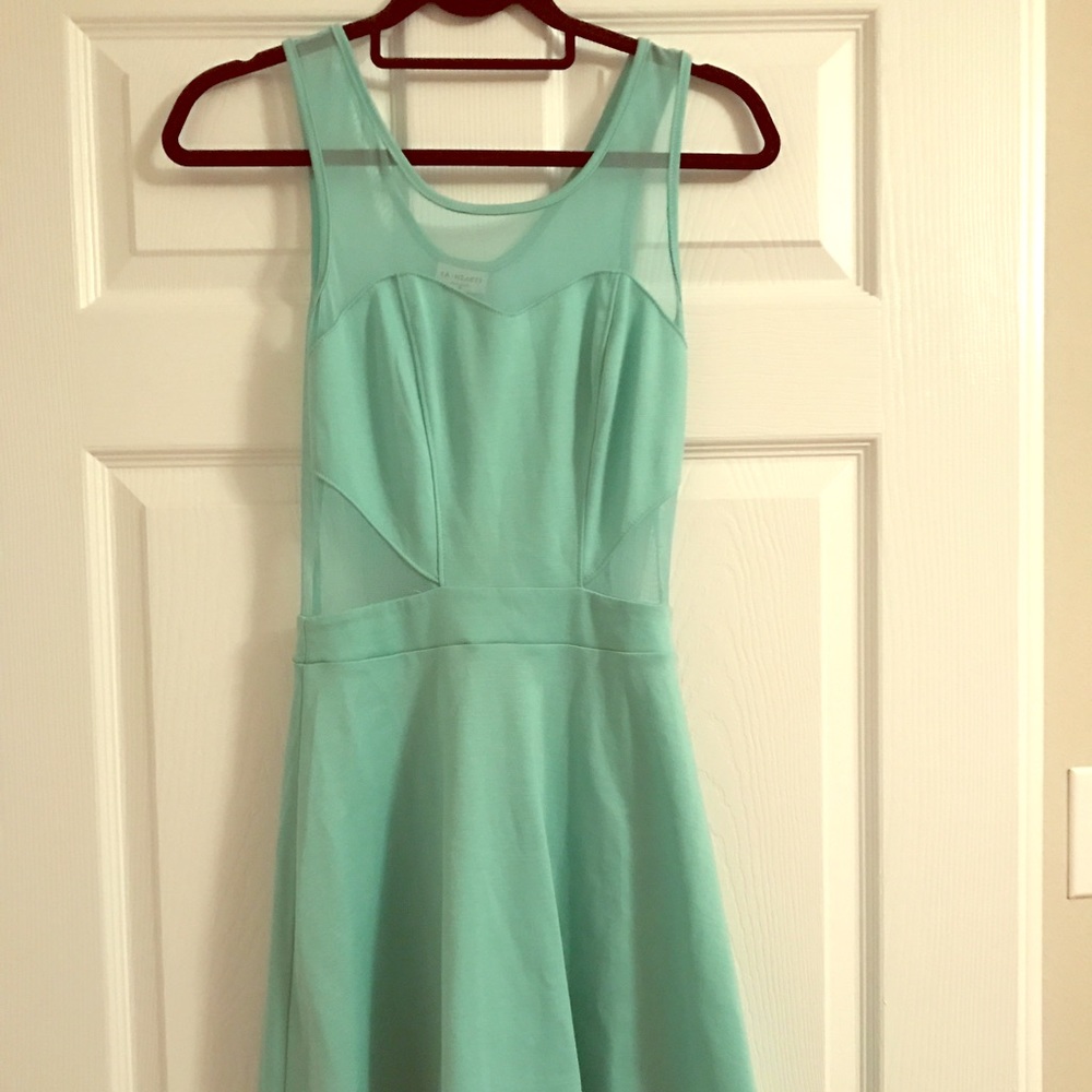 Mesh cutout skater dress