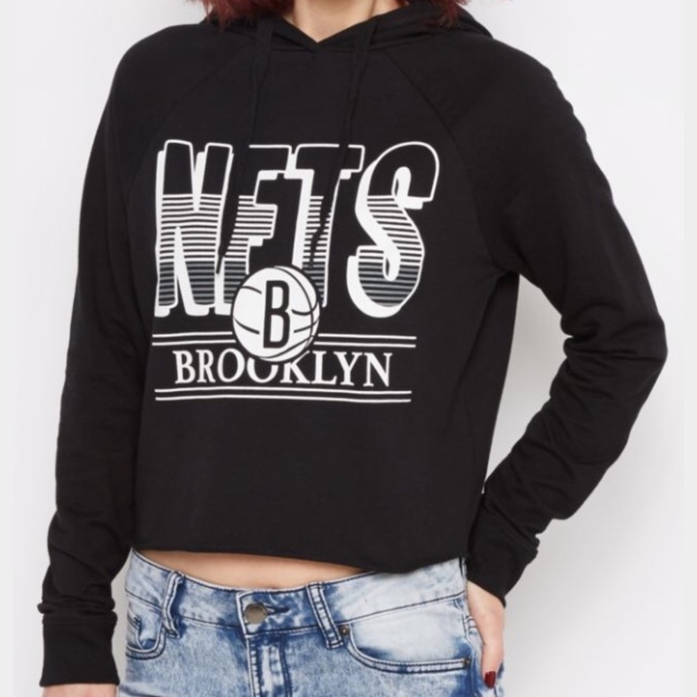 Brooklyn Nets NBA Cropped Hoodie