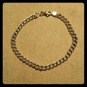 Sterling silver double link charm bracelet