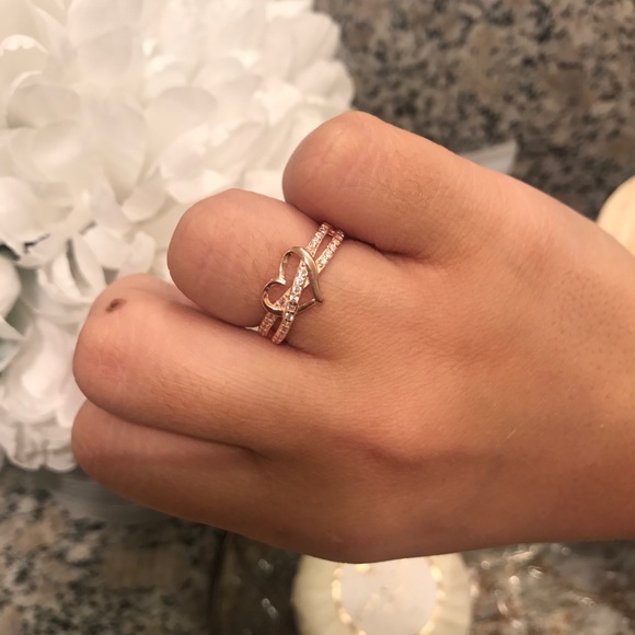 Silver Rose Gold Infinity Heart Cz Promise Ring✨ - Picture 1 of 8