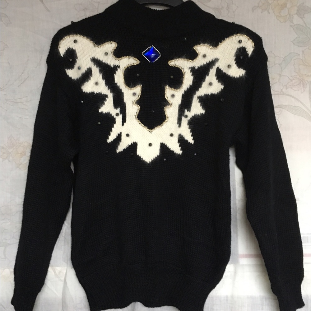 NEW Acrylic Vintage Sweater w Rhinestones Women's