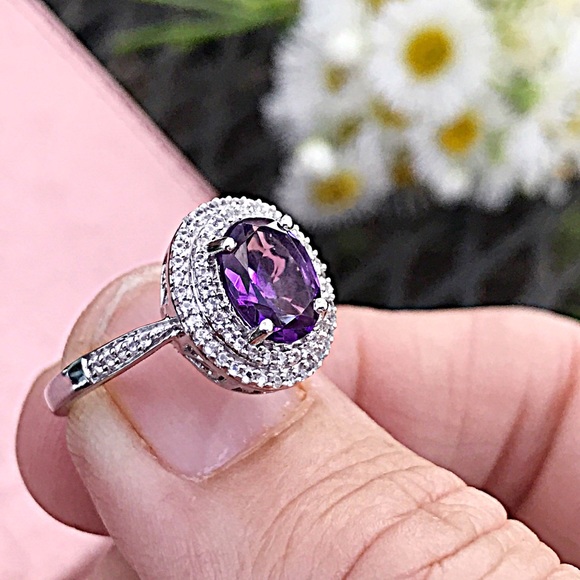 8x6mm Oval London Blue Topaz 925 Sterling Silver Filigree  2.50ctw amethyst & Topaz solid SS ring