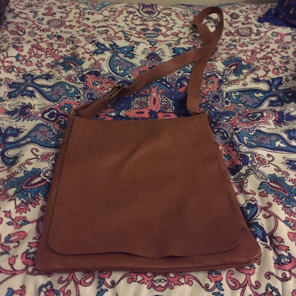 Italian brown leather cross body bag