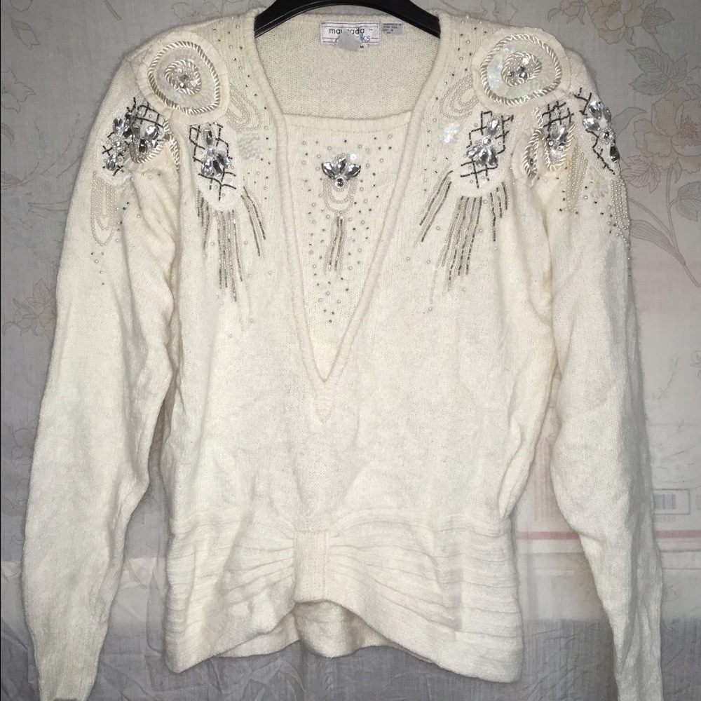 NEW Maurada SILK Rhinestone Vintage Sweater Women