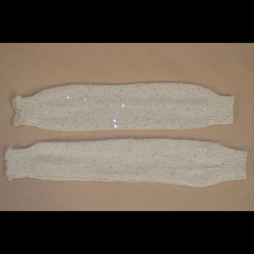White sequin leg warmers